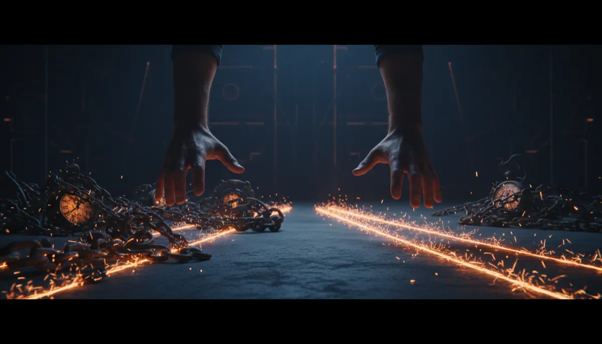 Man choosing between two paths, one cluttered and one clear