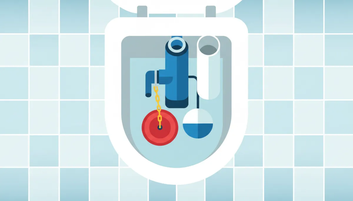 Open toilet cistern showing internal parts that commonly cause running issues