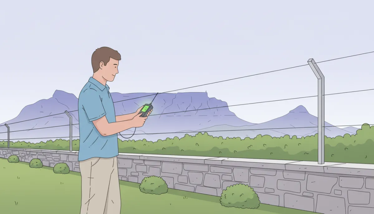 Technician testing voltage on an electric fence wire