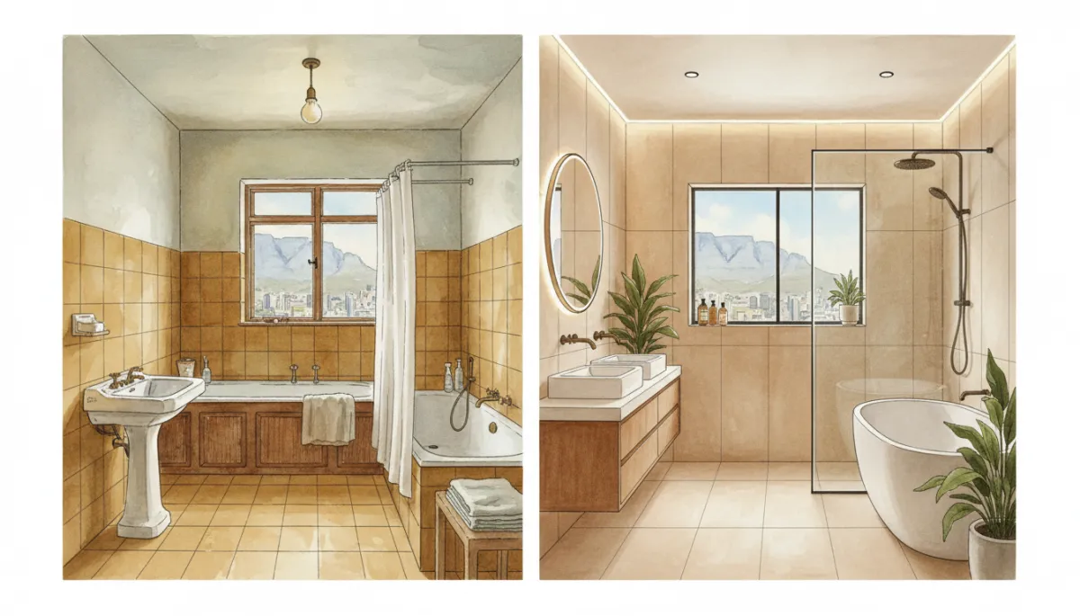 Professional before and after comparison of a Cape Town bathroom remodel