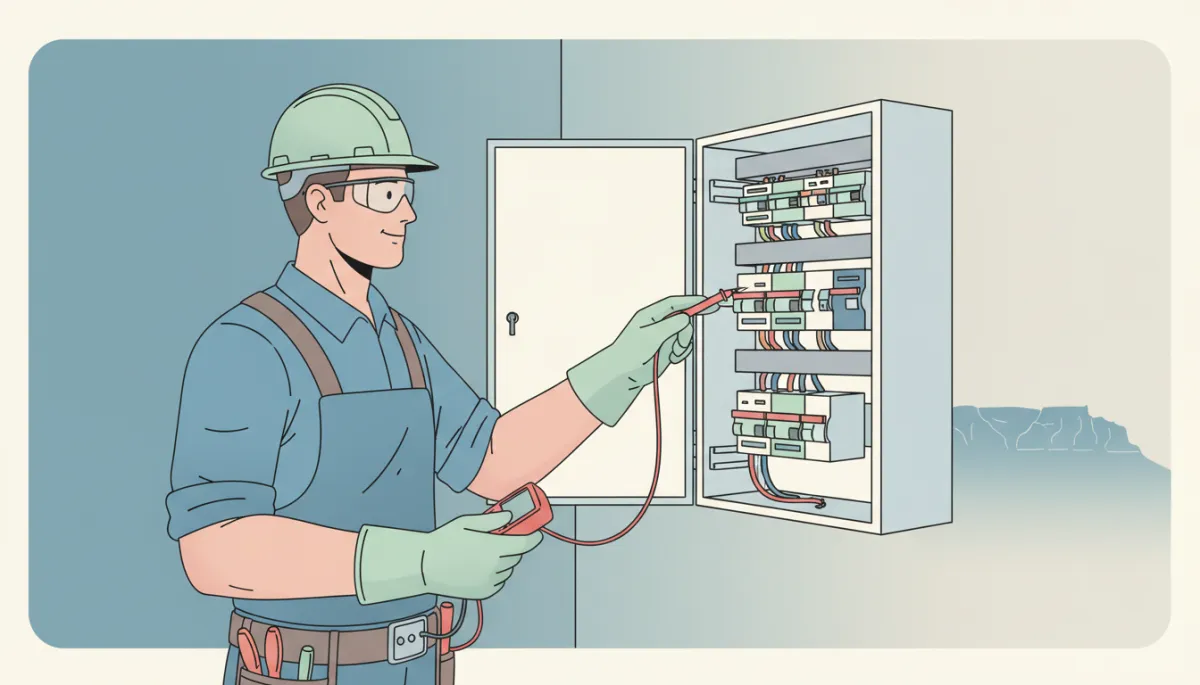Electrician inspecting a residential distribution board in Cape Town