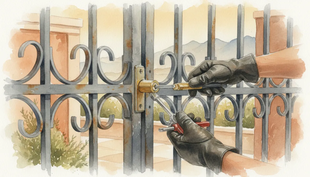 Locksmith replacing a security gate lock in Cape Town