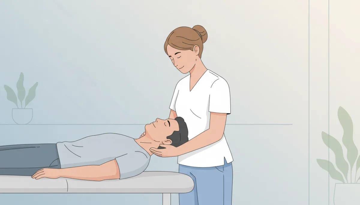 Chiropractor performing gentle neck adjustment for headache and migraine care
