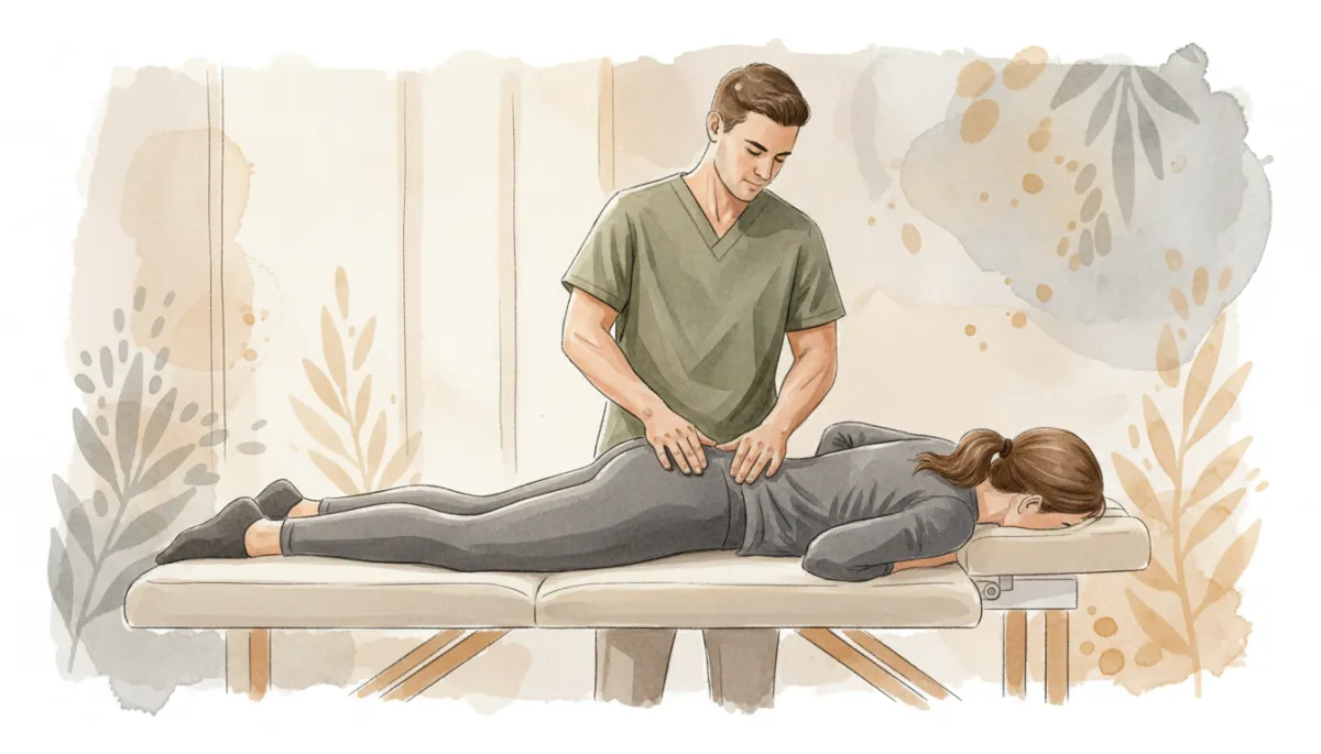 Chiropractor providing a gentle lower back adjustment
