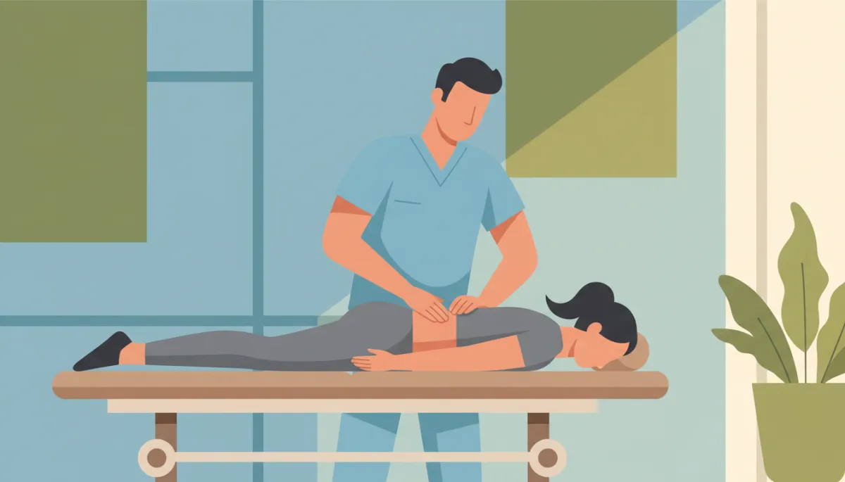 Chiropractor providing a gentle lower back adjustment to relieve pain