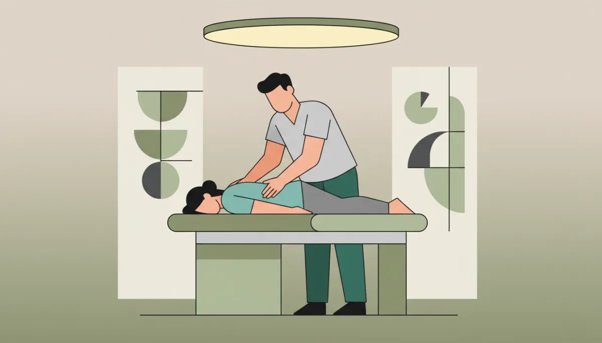 Chiropractor providing a gentle adjustment in a professional treatment room