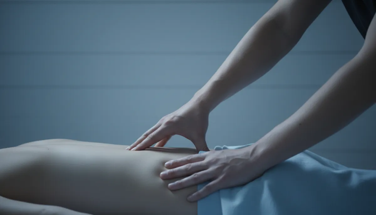 Chiropractor performing a gentle spinal adjustment on a patient’s lower back