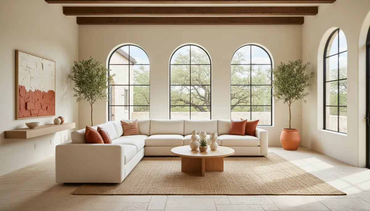Professionally photographed, well-lit San Antonio living room in a neutral style
