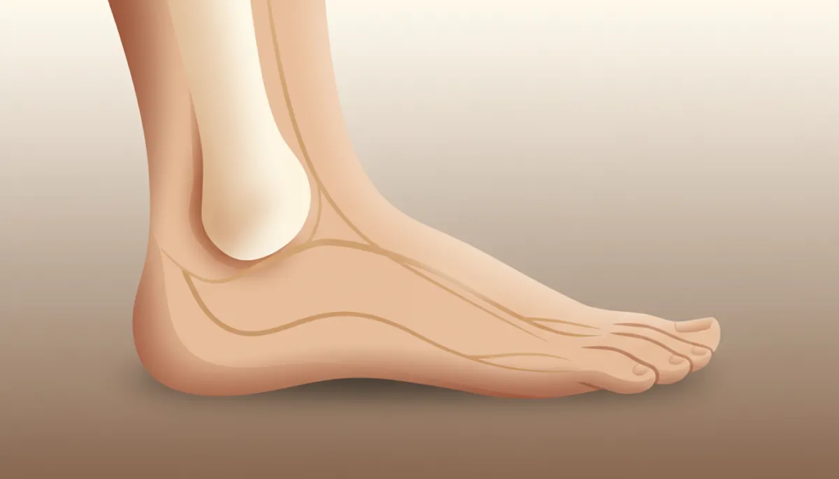 Ilustración del hueso navicular y trayectos nerviosos en la cara interna del pie