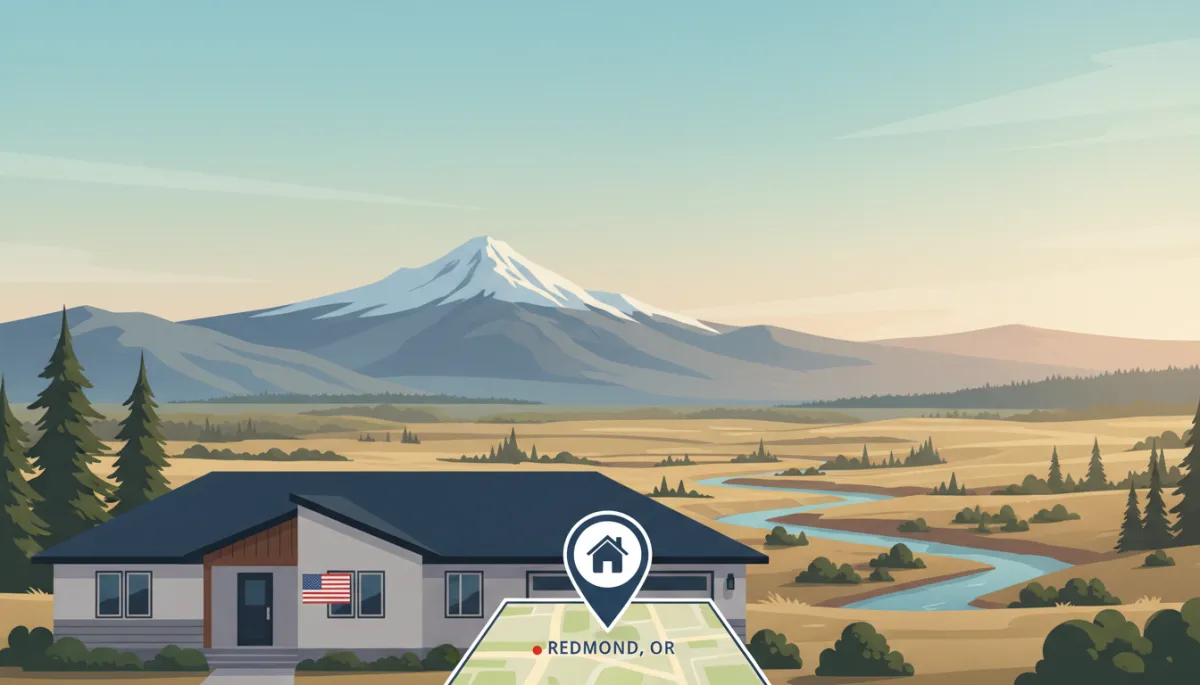 A scenic view of Redmond, OR with homes and nature