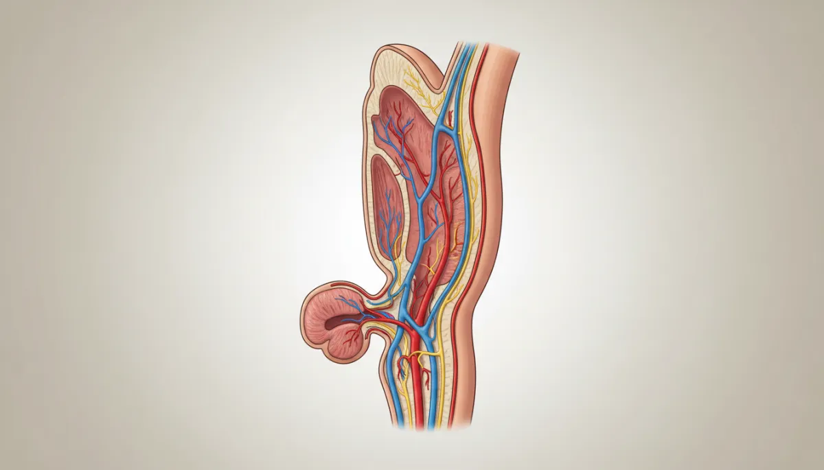 Medical diagram of male erectile anatomy showing blood vessels and erectile tissue Medical diagram of male erectile anatomy showing blood vessels and erectile tissue