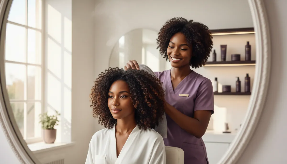 Protective hairstyle retaining moisture in healthy natural curls Protective hairstyle retaining moisture in healthy natural curls