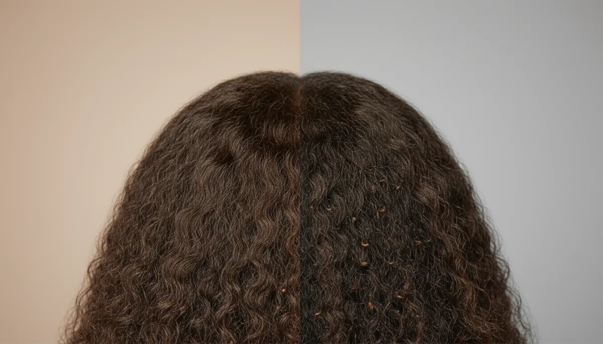 Comparison of healthy trimmed ends and ends with single-strand knots in natural hair Comparison of healthy trimmed ends and ends with single-strand knots in natural hair