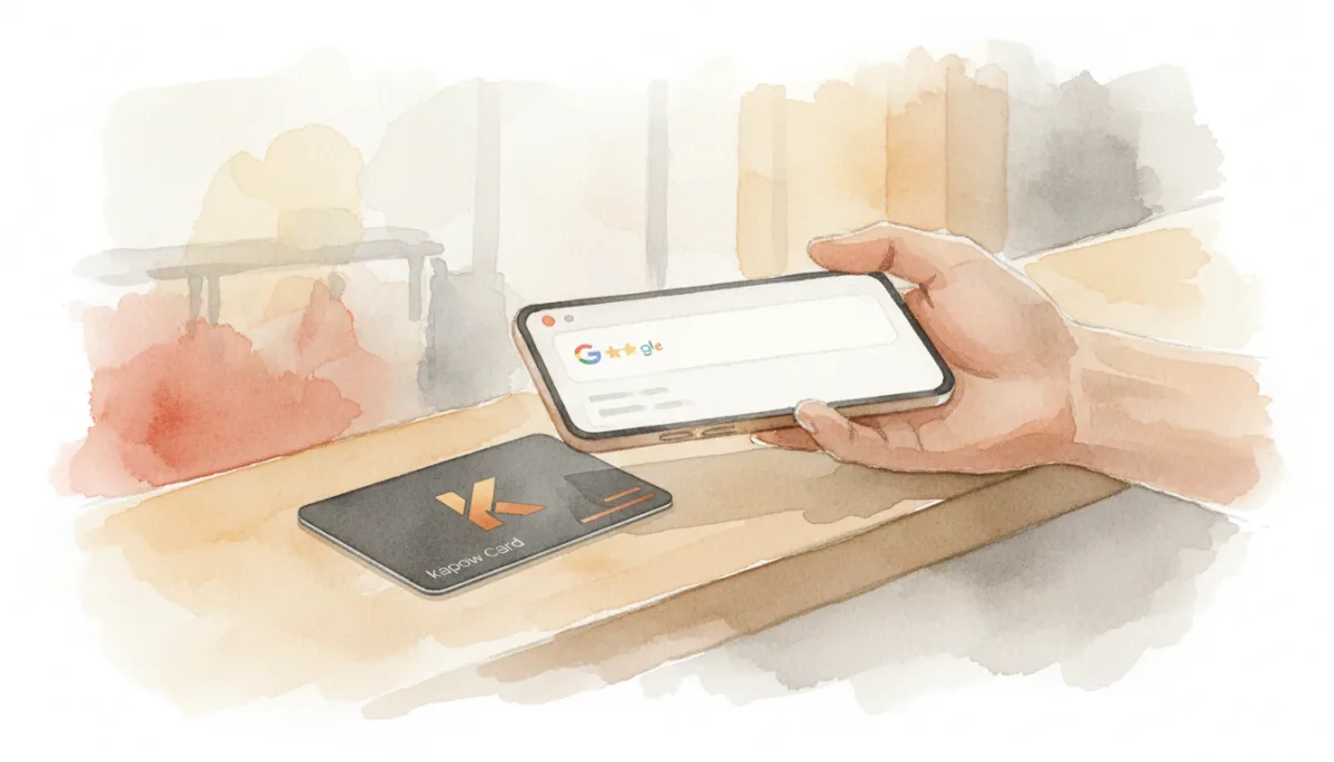 Customer phone opened directly on Google review page after using Kapow Card