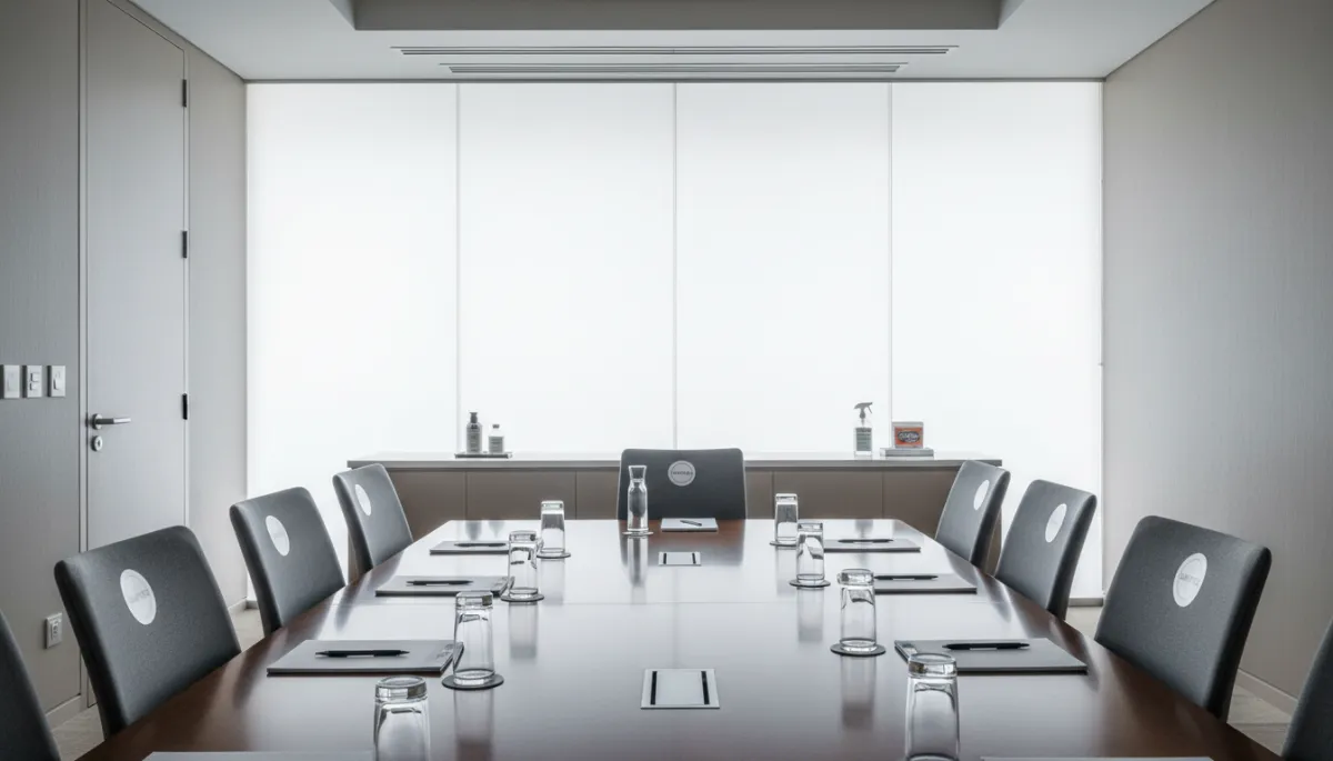 Clean, organized conference room ready for a professional meeting