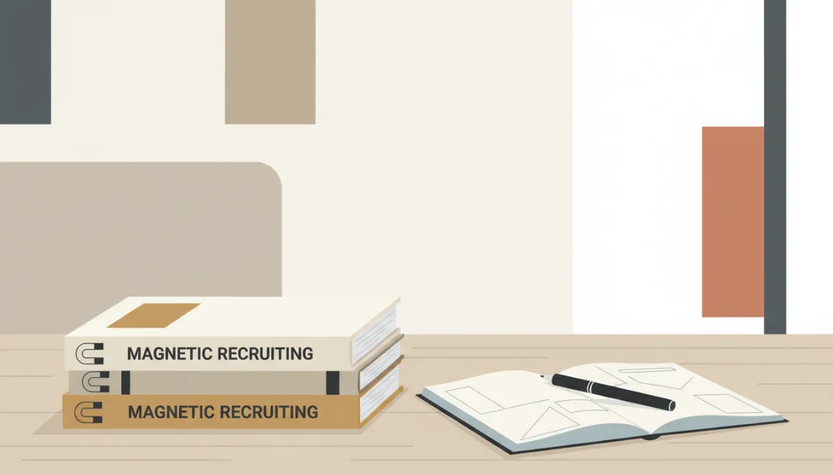Stack of Magnetic Recruiting books on a professional desk