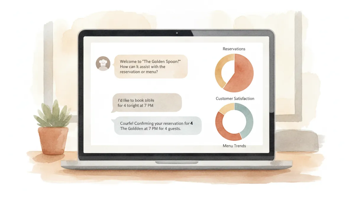 AI chatbot és analitikai felület, amely egy étterem vendégkommunikációját automatizálja