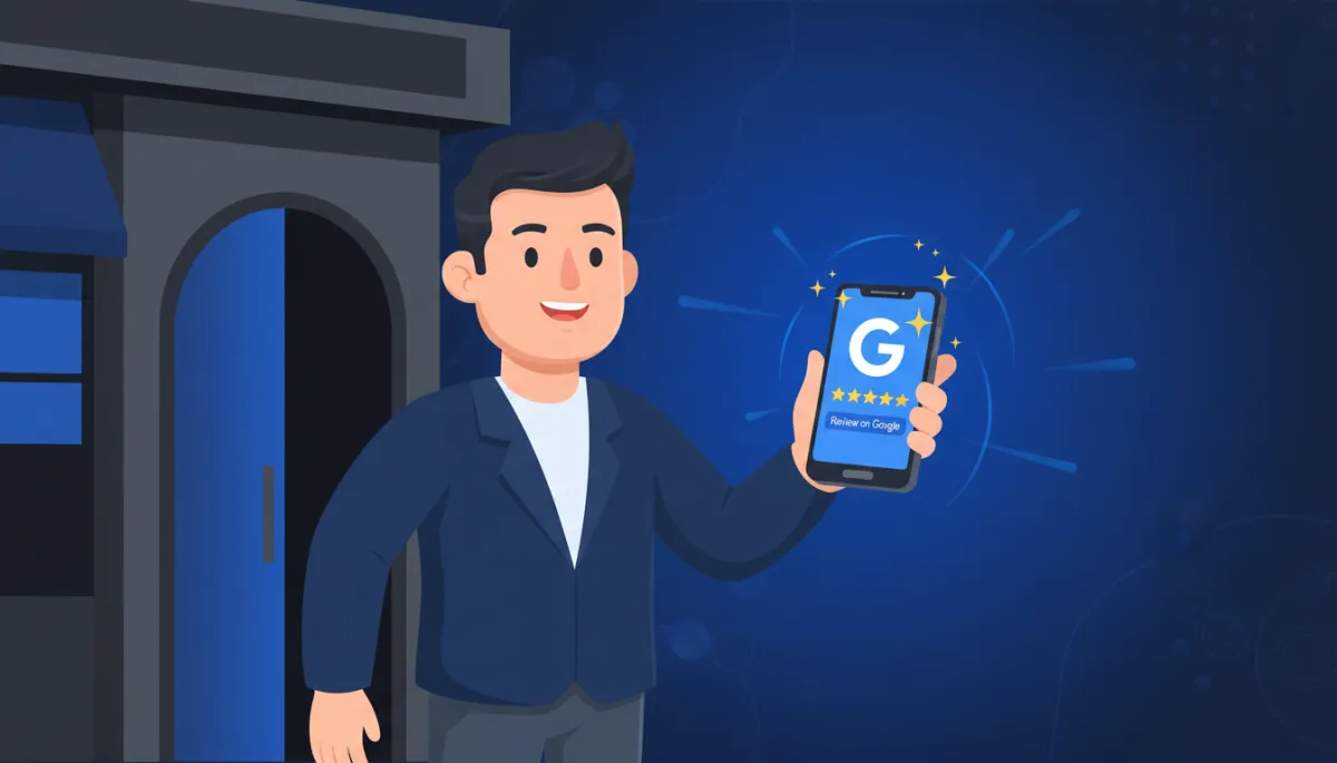 Cliente recibiendo mensaje automático para dejar reseña positiva en Google