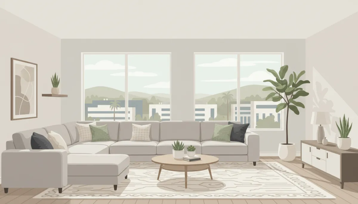 Illustration of a professionally staged living room in a San Jose home