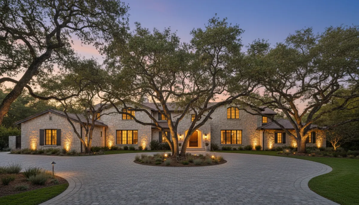 Luxury estate home set among mature trees in Saratoga California
