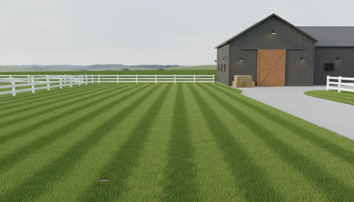 Neatly prepared rural yard and barn ready for property showings Neatly prepared rural yard and barn ready for property showings