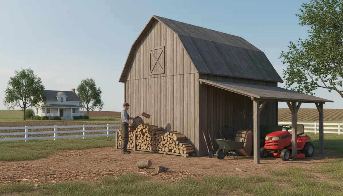 Homeowner organizing a rural yard and outbuildings before selling Homeowner organizing a rural yard and outbuildings before selling