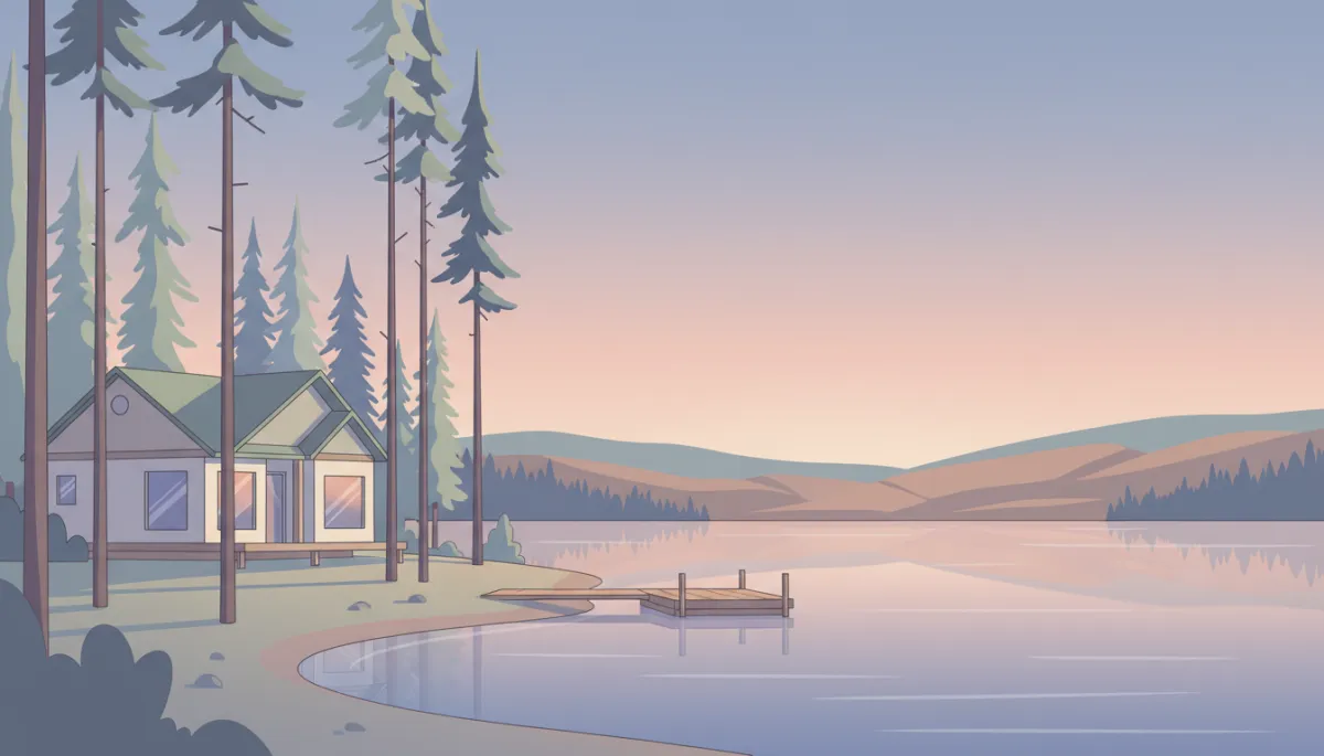 Professional view of a Sheridan Lake waterfront home with a dock