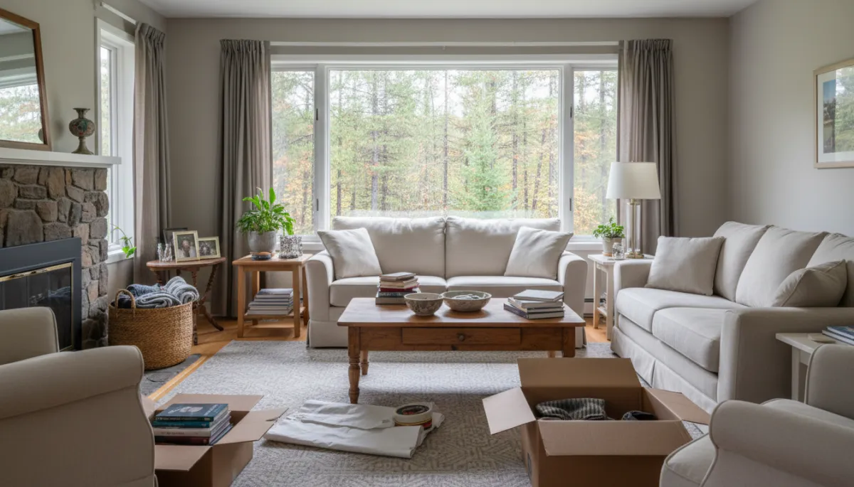Older Cariboo home interior being sorted and prepared for sale