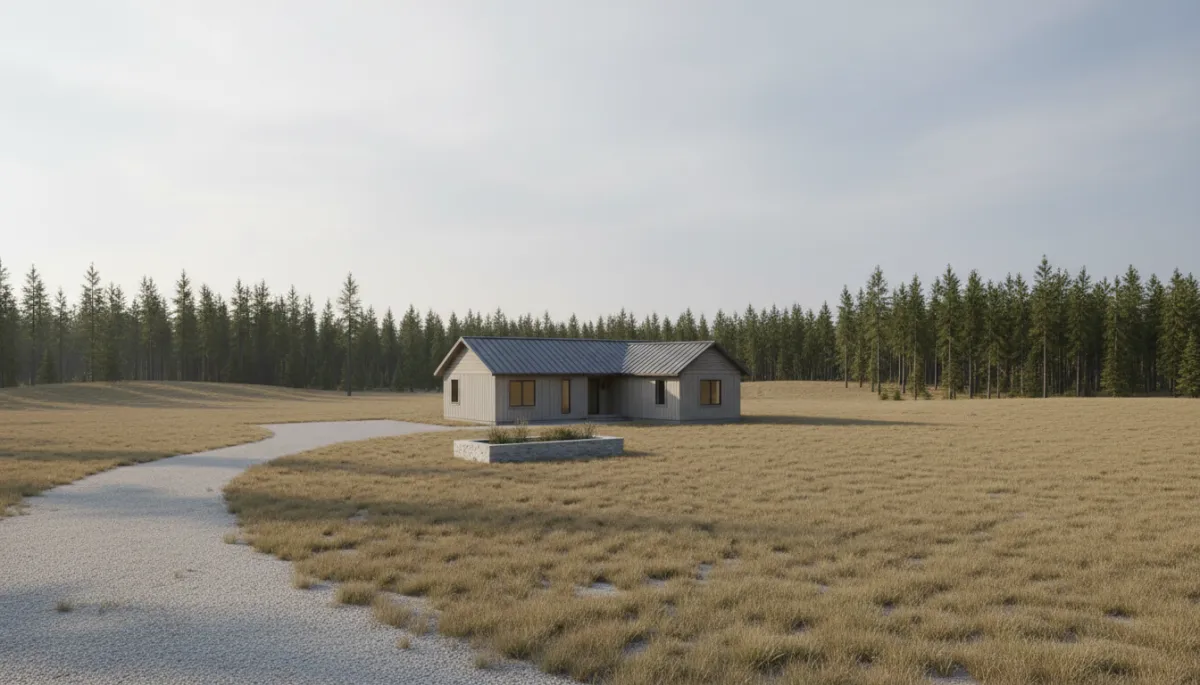 Rural Cariboo home set on open acreage with trees in the background