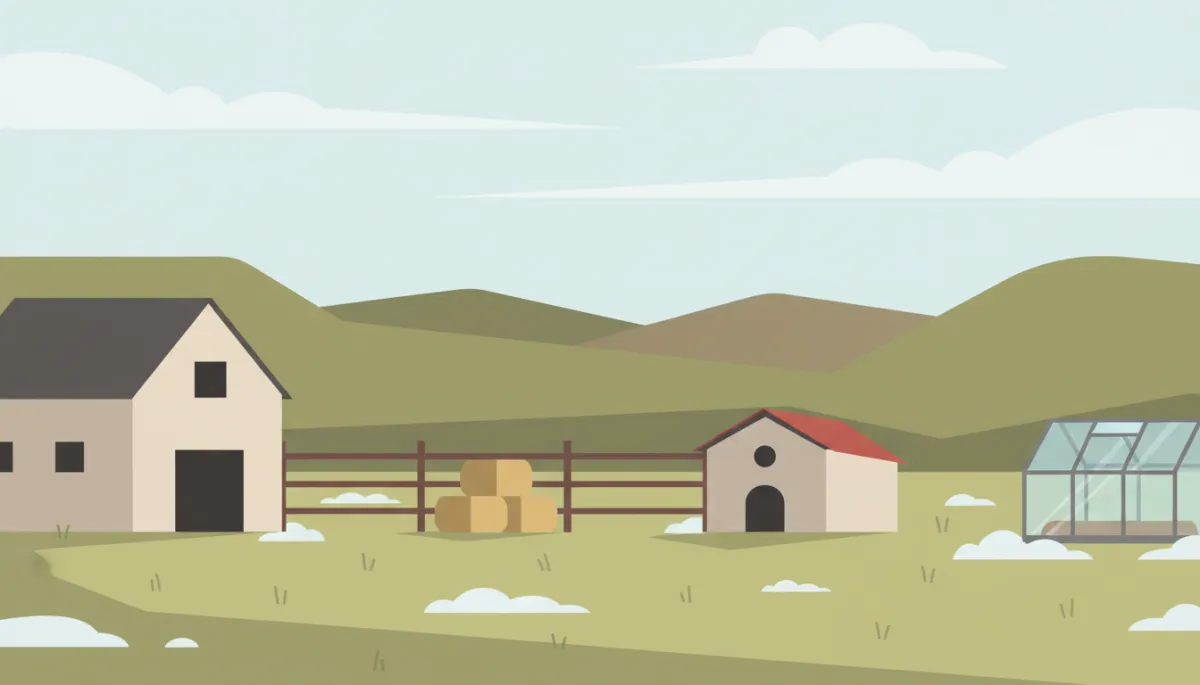 Barn, fencing, chicken coop, and greenhouse on a small Cariboo hobby farm