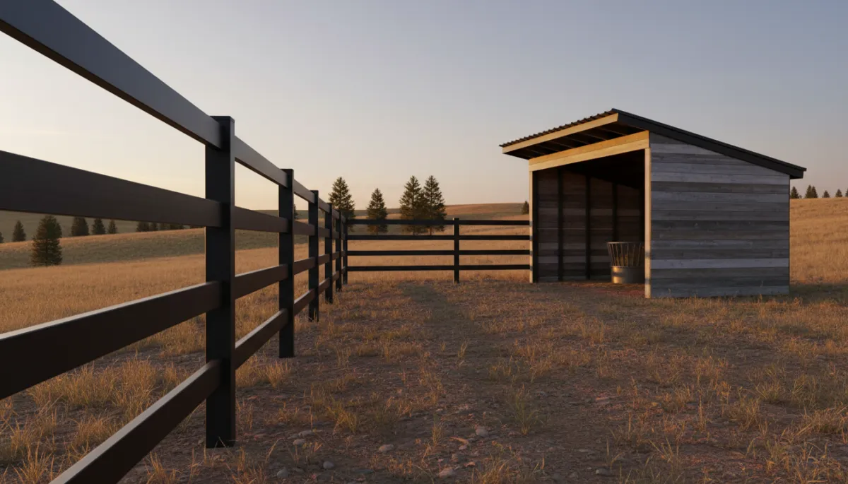 Safe horse fencing and run-in shelter on South Cariboo acreage Safe horse fencing and run-in shelter on South Cariboo acreage