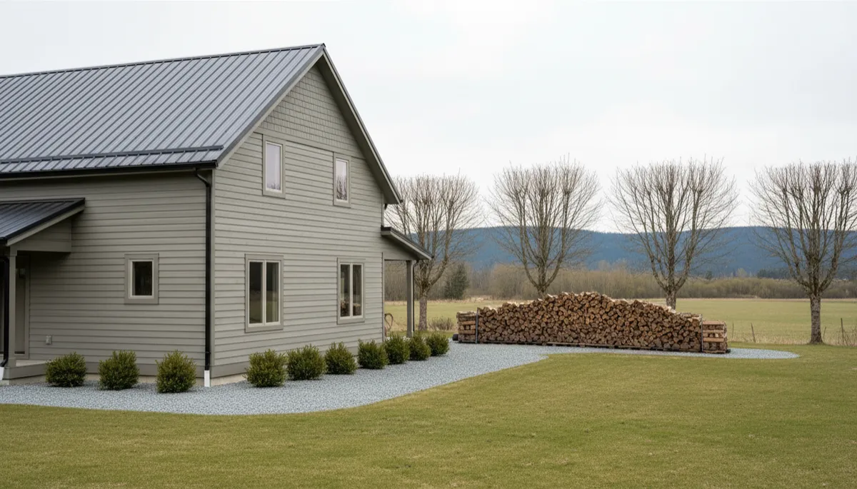 Rural Cariboo home showing FireSmart landscaping and fuels management
