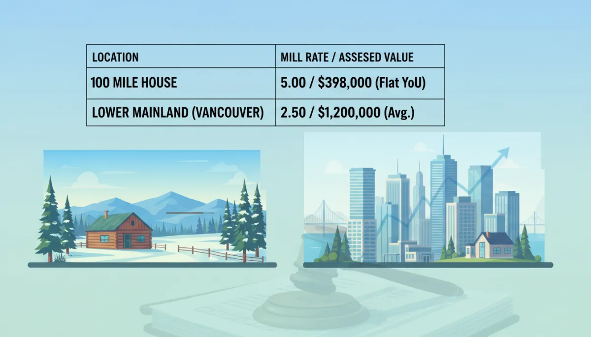 Property Taxes: 100 Mile House vs. Lower Mainland