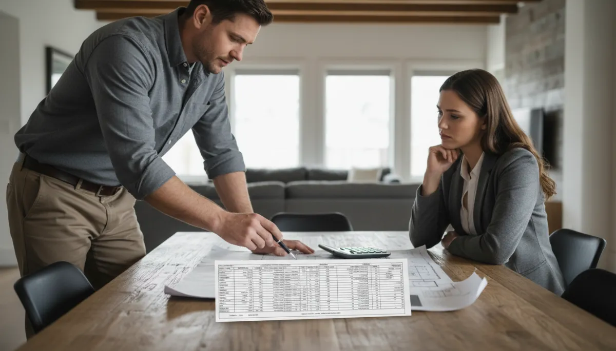 Homeowner reviewing detailed renovation estimates with a contractor