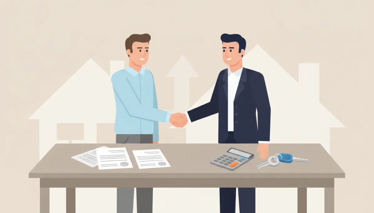 Homeowner completing a quick home sale with a cash buyer representative