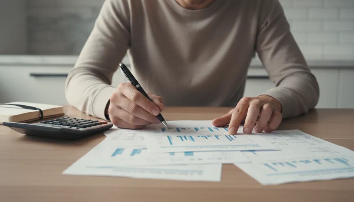 Homeowner reviewing monthly vacant home bills and expenses Homeowner reviewing monthly vacant home bills and expenses