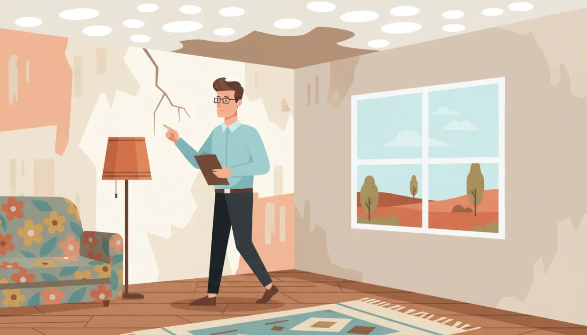 Real estate investor evaluating an Oklahoma home that needs repairs