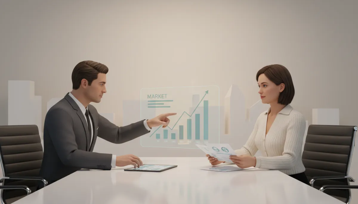 Real estate professional discussing market data and tax considerations with an Oklahoma client