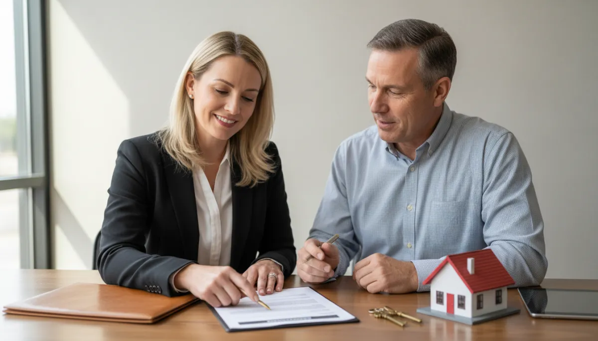 Property manager reviewing lease terms with an Oklahoma landlord Property manager reviewing lease terms with an Oklahoma landlord