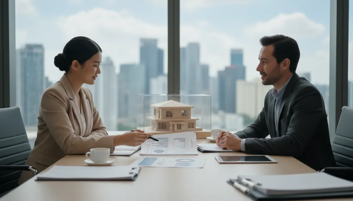 Real estate professional discussing home sale options with a client