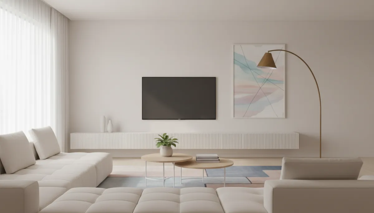 Professionally staged living room in a neutral color palette Professionally staged living room in a neutral color palette
