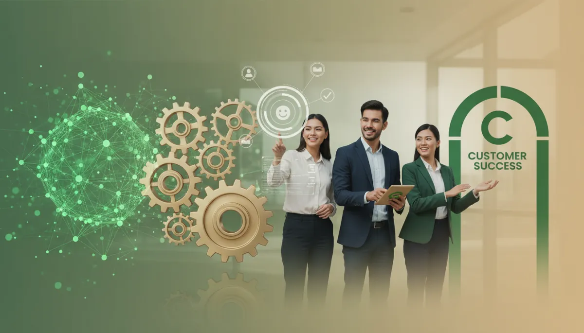 Digital kundservicepanel med chattbot och röst AI i modern neutral design