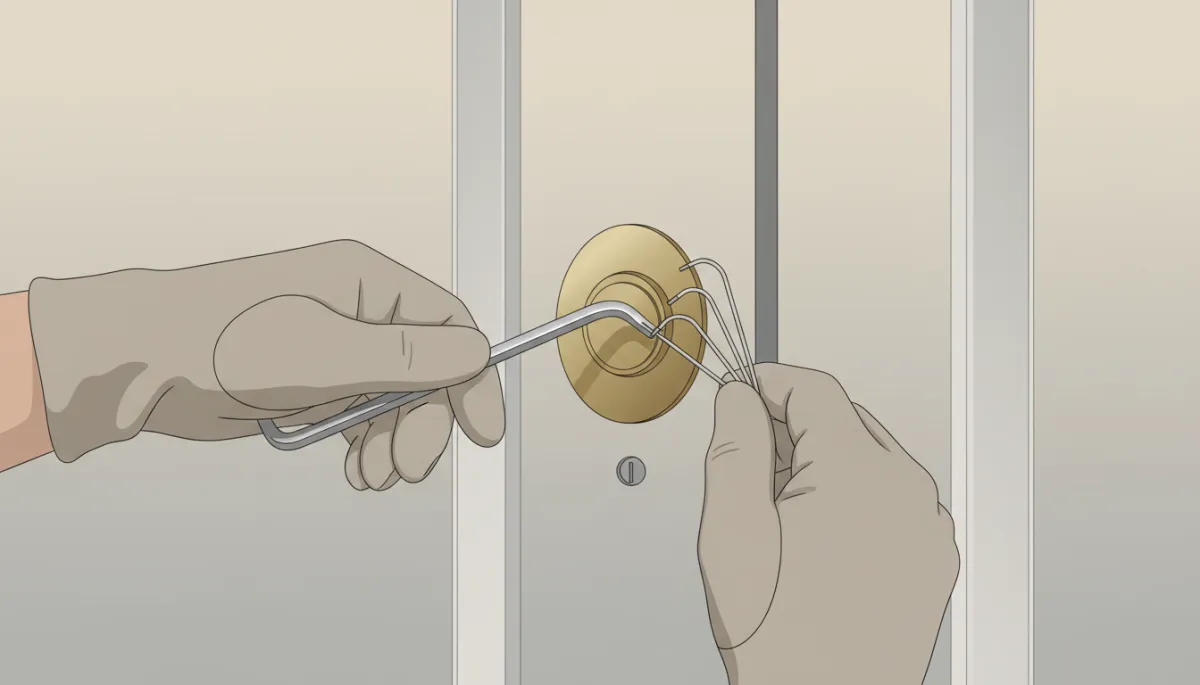 Locksmith professionally unlocking a residential front door without damage