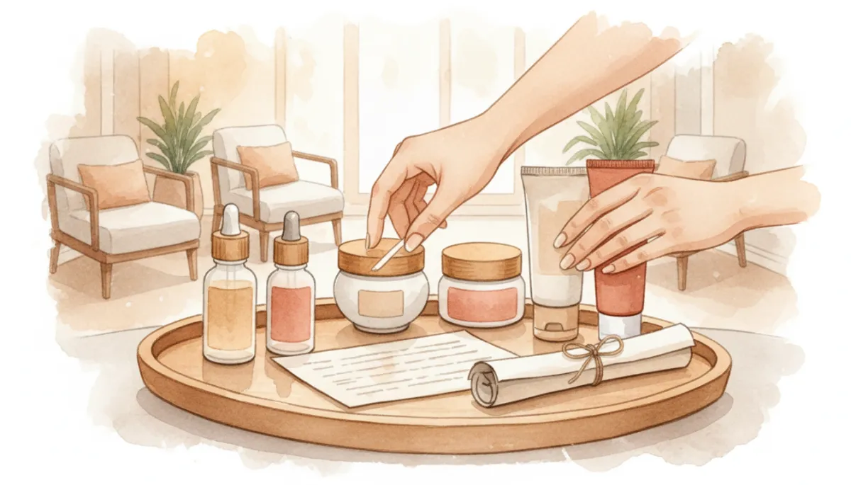 Curated minimalist skincare routine prepared by a professional aesthetician