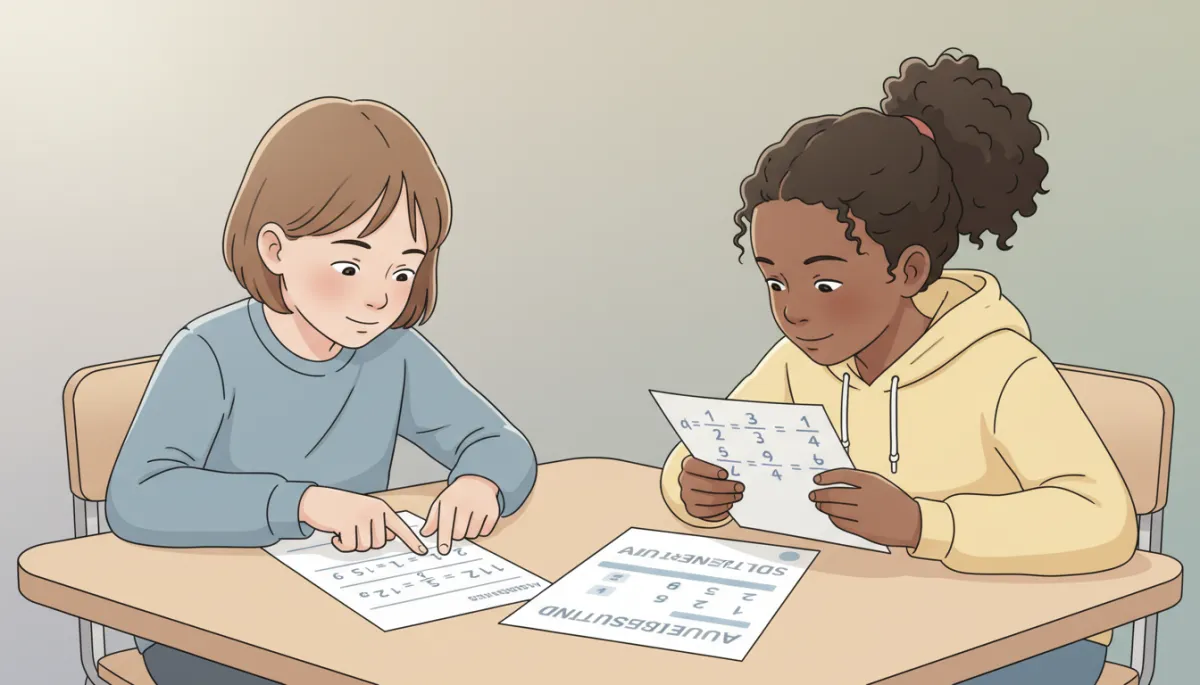 Students comparing math solutions with an AI-generated example