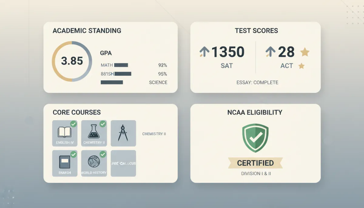 Graphic illustrated academic snapshot dashboard for student athletes Graphic illustrated academic snapshot dashboard for student athletes