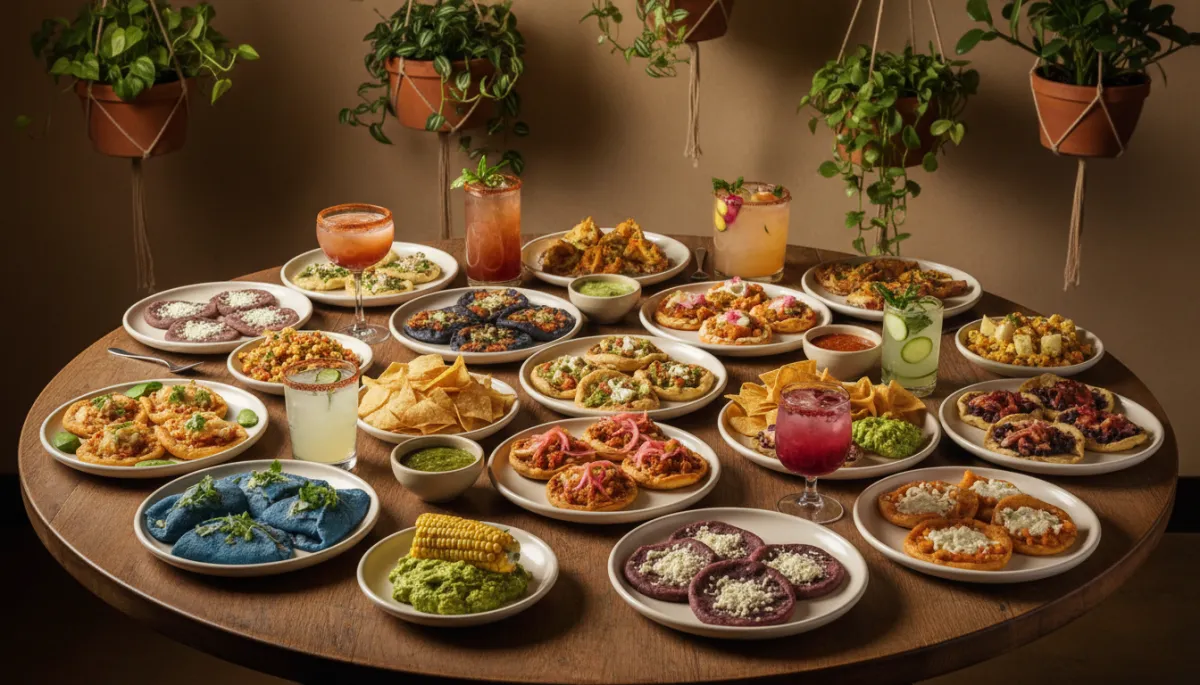 Shared table with modern Mexican dishes and cocktails near East Cesar Chavez Shared table with modern Mexican dishes and cocktails near East Cesar Chavez