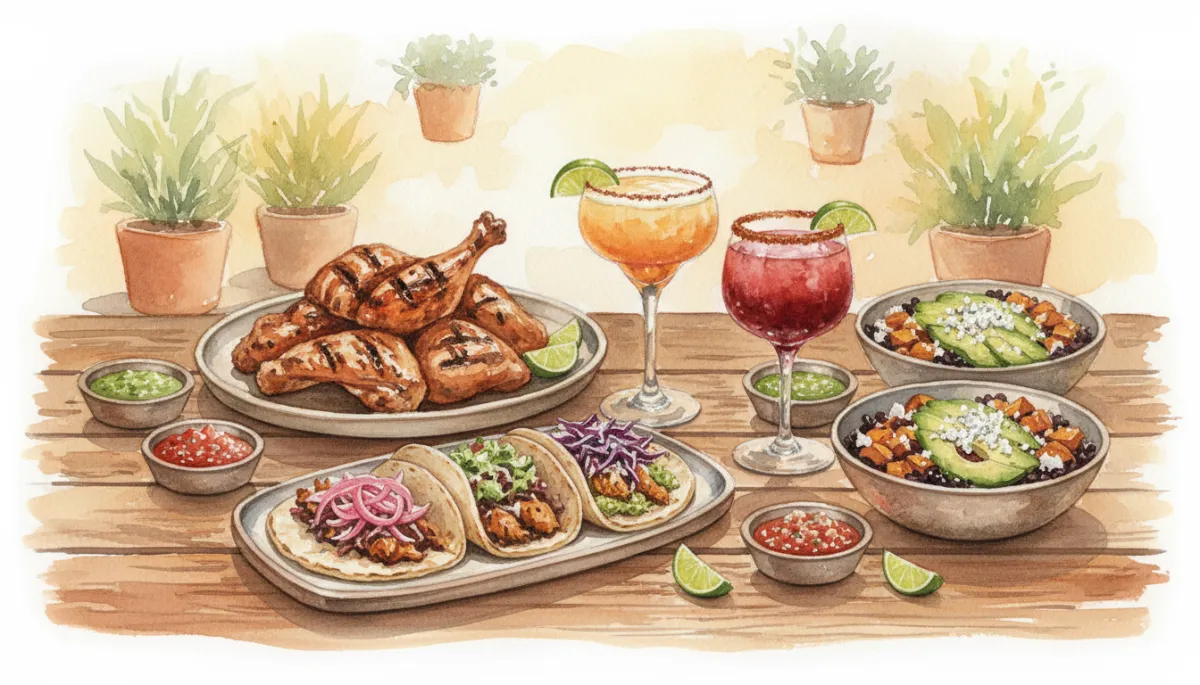 Professional close-up of Fresa's Austin dishes including grilled chicken, tacos, and bowls Professional close-up of Fresa's Austin dishes including grilled chicken, tacos, and bowls