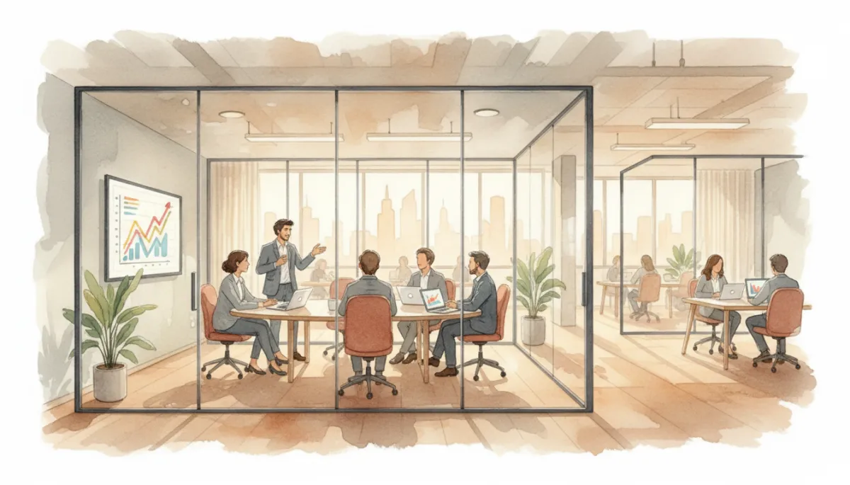 Founders and investors meeting inside a professional Capital Factory coworking space Founders and investors meeting inside a professional Capital Factory coworking space