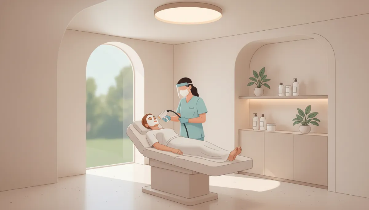 Patient receiving professional skin treatment in a medical aesthetic clinic Patient receiving professional skin treatment in a medical aesthetic clinic